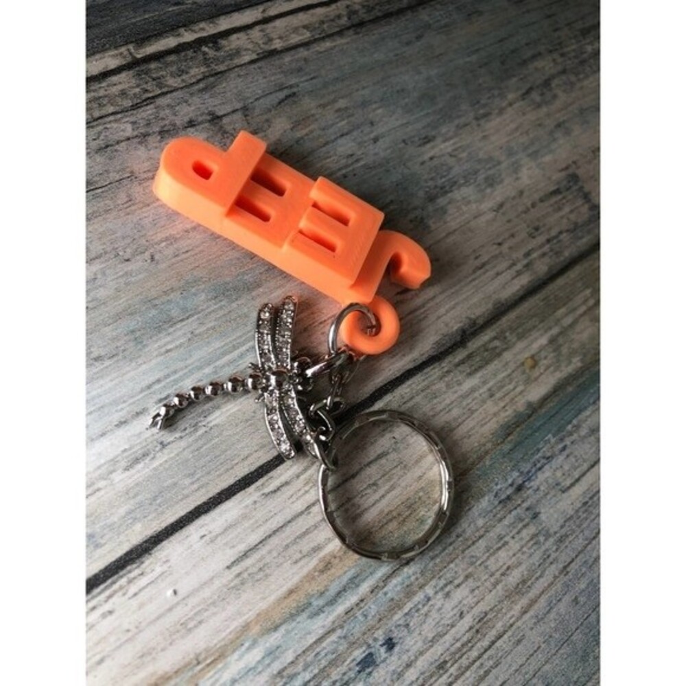 Neon Orange Jeep Keychain Dragonfly